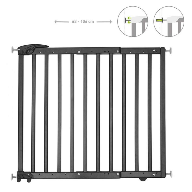 Badabulle Baby Gate for Doorways & Stairs, 63-106cm Dog/Puppy Gate, Easy Install, Pressure Mounted, No Drilling, fits for Narrow and Wide Doorways, Black - Image 2