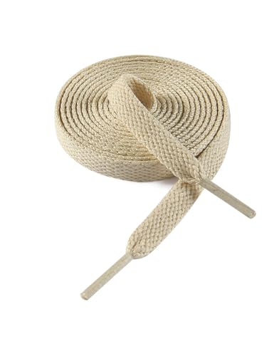 VSUDO 54" Flat Beige Shoe Laces for Sneakers, Cream Shoelaces for Sneakers, Replacements Shoe Strings for Women or Men (1 Pair-Beige-137CM) - Image 1