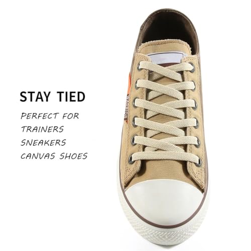 VSUDO 54" Flat Beige Shoe Laces for Sneakers, Cream Shoelaces for Sneakers, Replacements Shoe Strings for Women or Men (1 Pair-Beige-137CM) - Image 3