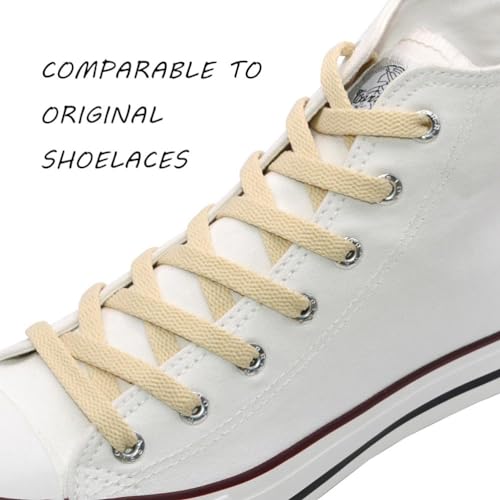 VSUDO 54" Flat Beige Shoe Laces for Sneakers, Cream Shoelaces for Sneakers, Replacements Shoe Strings for Women or Men (1 Pair-Beige-137CM) - Image 2