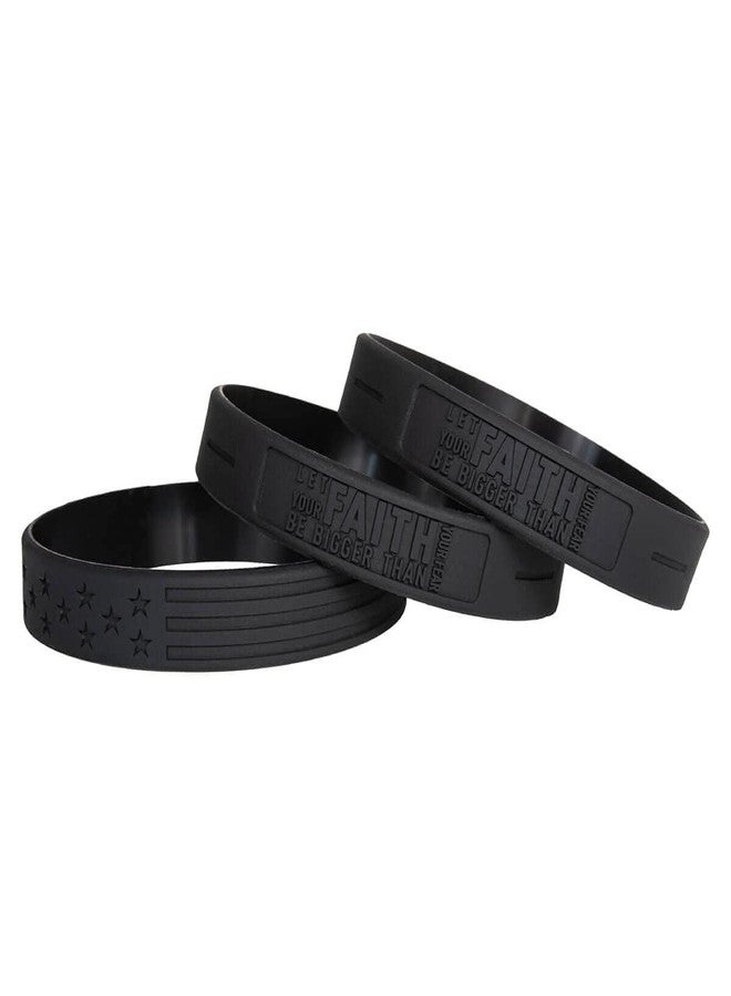 Sainstone Power of Faith Let Faith Bigger Than Fear Inspirational Silicone Bracelets with American Flag - Faith Over Fear Motivational Wristband Gifts for Fight Epidemic for Men Women (3-Pack) - Image 4
