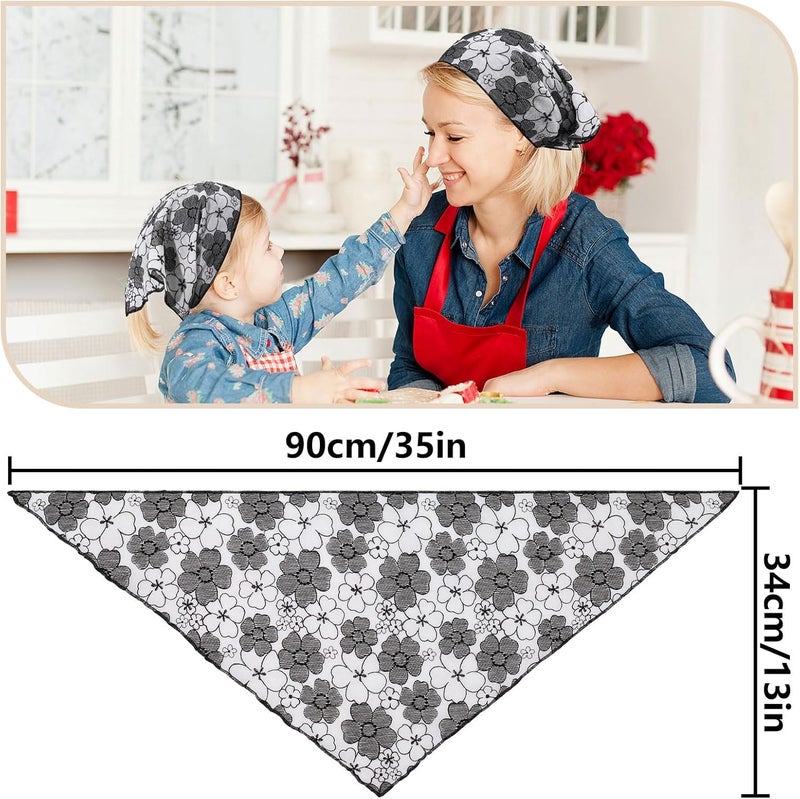 2Pcs Floral Hair Bandanas for Women - Lightweight Tie-back Mesh Head Scarf - Image 5