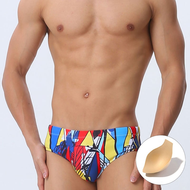 UXH and Art Graffiti Men''s Triangle Swimming Trunks with Cup Sexy Beach Vacation Quick-drying Briefs - Image 1