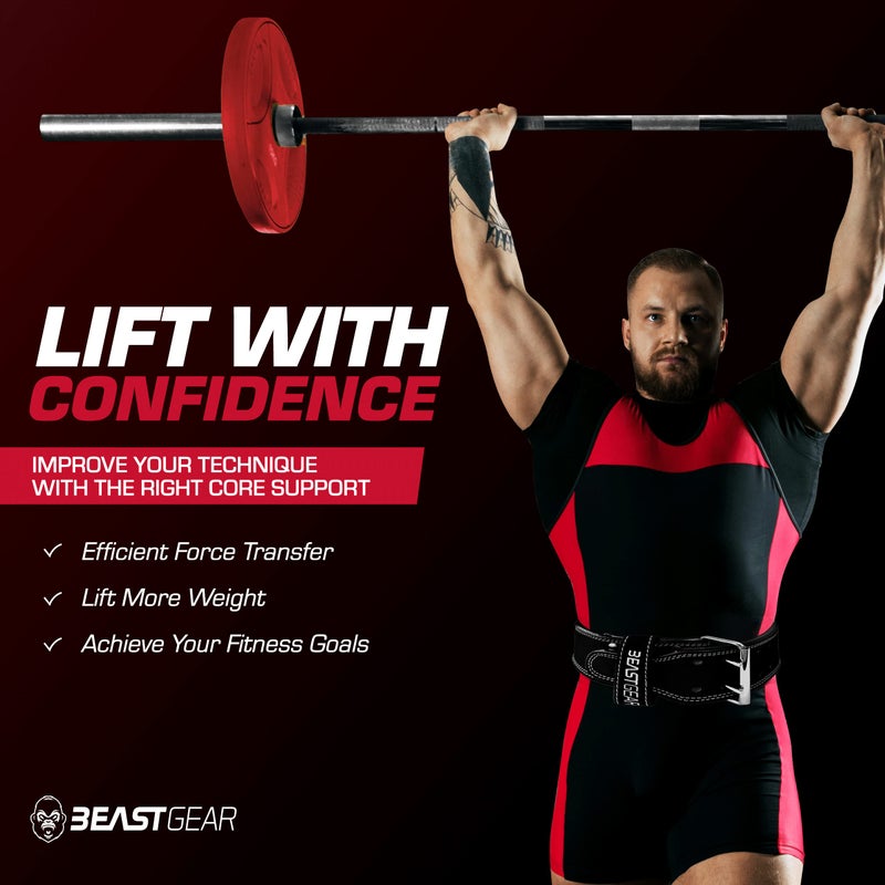 Beast Gear Weight Lifting Belt for Women & Men - Leather PowerBelt with Back and Core Support for Weightlifting, Strength Training, Squat and Deadlift Routines (Medium) - Image 3