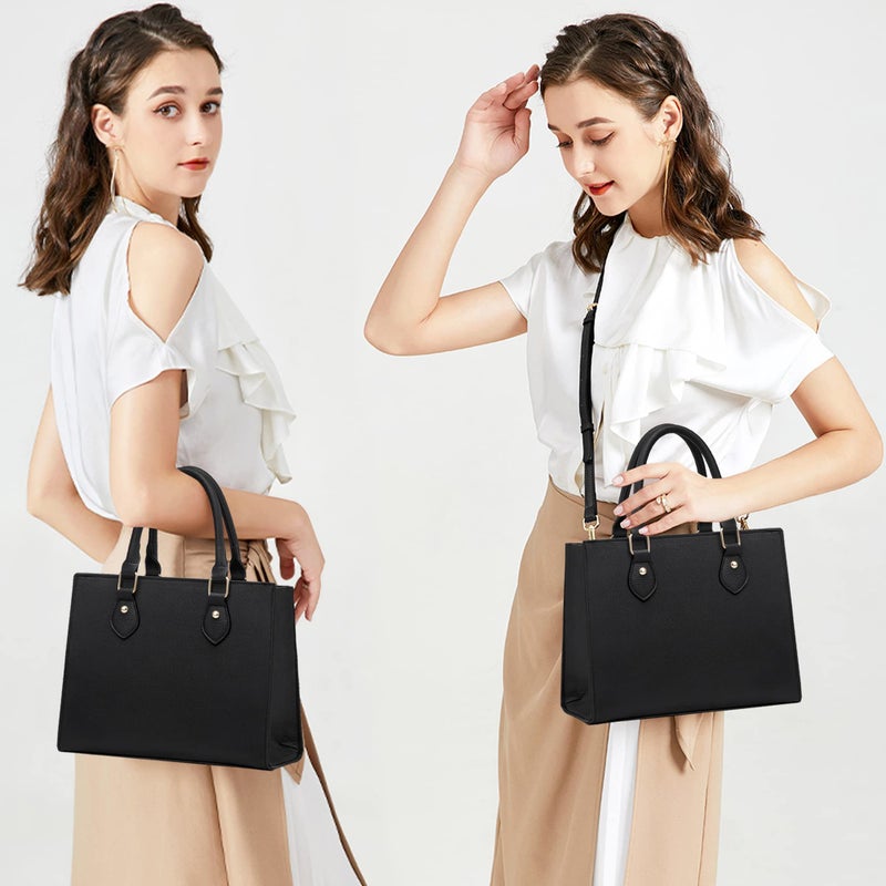 CHICAROUSAL Crossbody Purses and Handbags for Women PU Leather Tote Top Handle Satchel Shoulder Bags (1 LiZ Black) - Image 2
