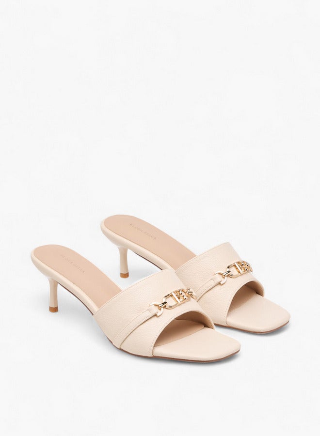 Flora Bella By Shoexpress Women Metal Accent Slip-On Sandals with Stiletto Heels  - Image 1