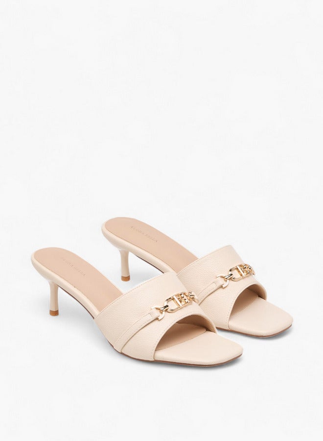 Flora Bella By Shoexpress Women Metal Accent Slip-On Sandals with Stiletto Heels - Image 3