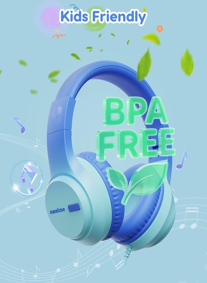 awatrue Kids Headphones with Cord for School, 74/85/94dB Volume Limit, Wired Over-Ear Headphones for Kids Boys Girls, Stereo Sound 3.5mm Jack for Tablet, Kindle, YOTO Player, Airplane Travel, Blue - Image 5