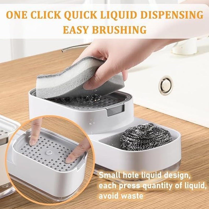 DPISZONE Dish Soap Liquid Dispenser Sponge Holder Dishwashing Soap Dispenser Kitchen Sink Countertop Dish Soap Pump Dispenser Soap Dispenser 3 in 1 Dispenser for Kitchen Bathroom - Image 5