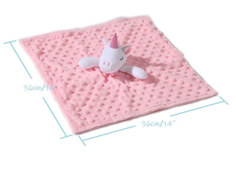 CREVENT Cozy Plush Baby Security Blanket Loveys for Baby Girls, Minky Dot Front + Sherpa Backing with Animal Face (Pink Unicorn) - Image 5