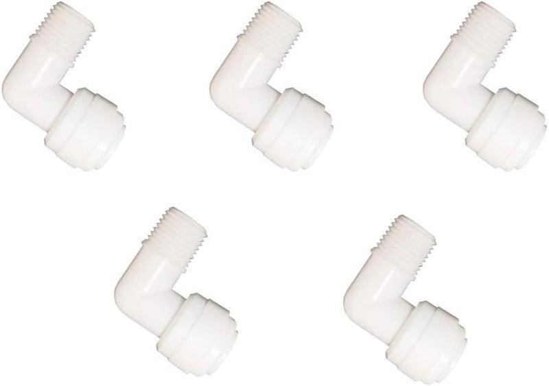 YZMSZ YZM Quick Connect fittings RO Water Filters (5pack, Elbow, 1/4" Male x 3/8" OD tube) - Image 1