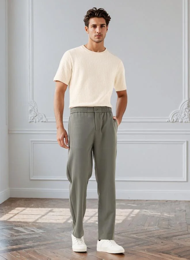 Iconic Iconic Men's Regular Fit Crew Neck Short Sleeves Textured T-shirt