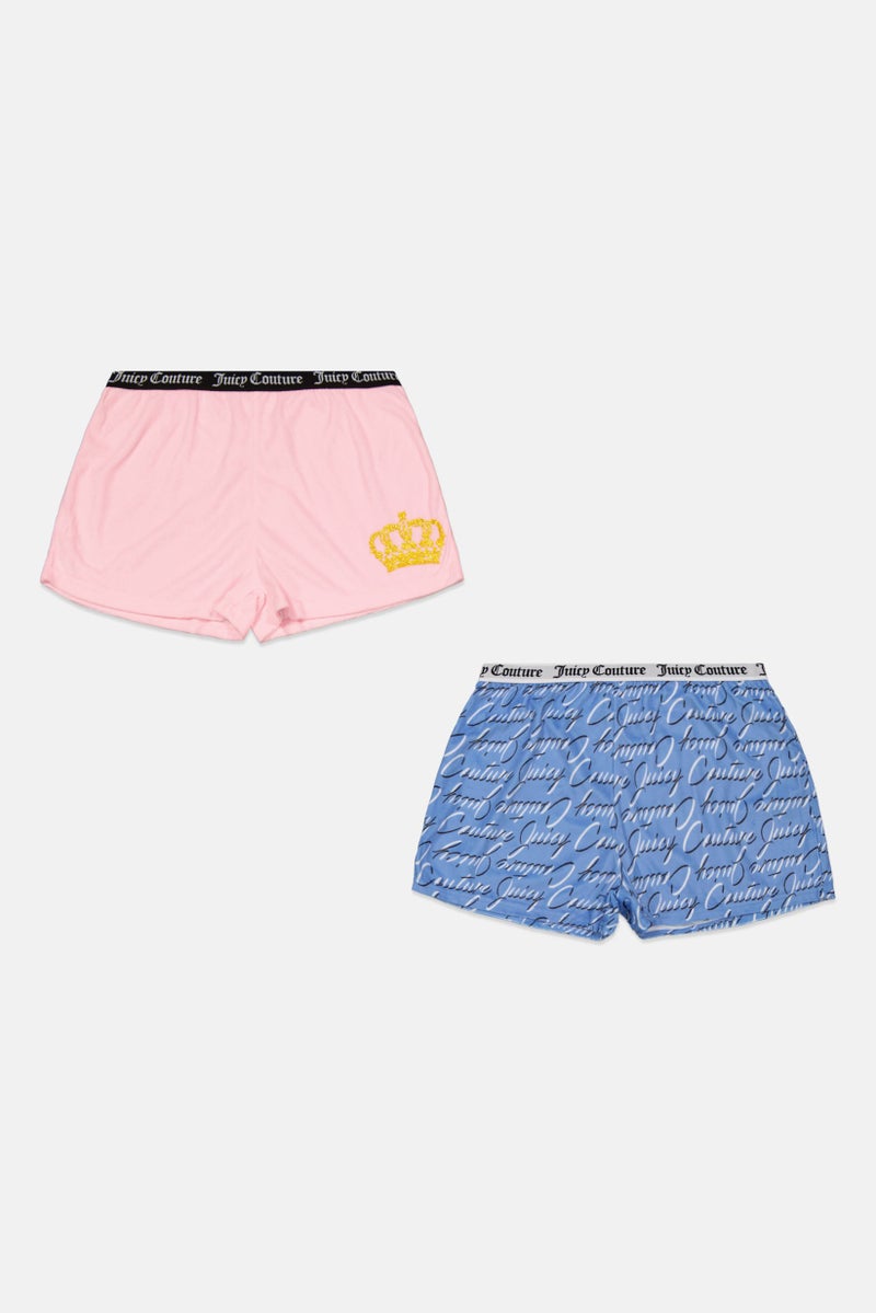 Juicy Couture Kids Girl 2 Piece Brand Logo Shorts, Pink - Image 1