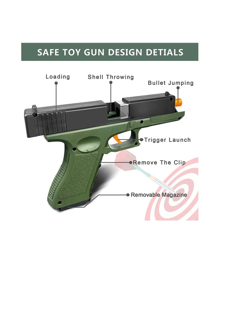 DMG TECH - Toy Gun, with Eject Mechanism Soft Bullet Gun, with 60 Eva Soft Bullet and 2 Jump Ejecting Toy Pistol, Non-aggressive Shooting Game Educational Toys Gifts, for Children over 6-14 to Play（green） - Image 1