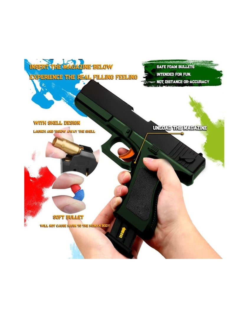 DMG TECH - Toy Gun, with Eject Mechanism Soft Bullet Gun, with 60 Eva Soft Bullet and 2 Jump Ejecting Toy Pistol, Non-aggressive Shooting Game Educational Toys Gifts, for Children over 6-14 to Play（green） - Image 1