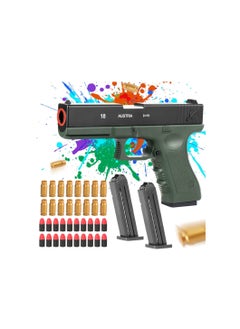 Toy Gun, with Eject Mechanism Soft Bullet Gun, with 60 Eva Soft Bullet and 2 Jump Ejecting Toy Pistol, Non-aggressive Shooting Game Educational Toys Gifts, for Children over 6-14 to Play（green）