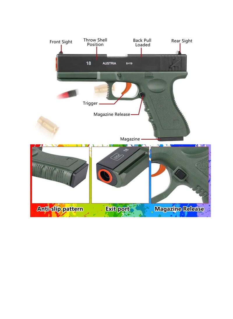 DMG TECH - Toy Gun, with Eject Mechanism Soft Bullet Gun, with 60 Eva Soft Bullet and 2 Jump Ejecting Toy Pistol, Non-aggressive Shooting Game Educational Toys Gifts, for Children over 6-14 to Play（green） - Image 1