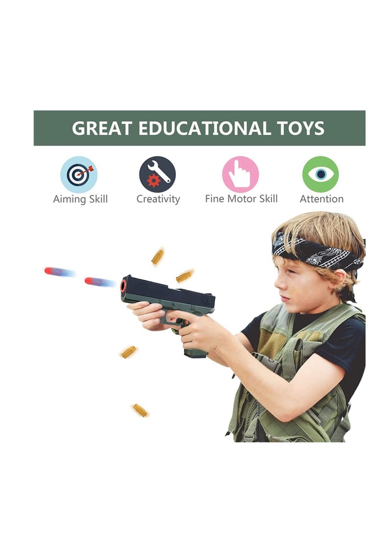 DMG TECH - Toy Gun, with Eject Mechanism Soft Bullet Gun, with 60 Eva Soft Bullet and 2 Jump Ejecting Toy Pistol, Non-aggressive Shooting Game Educational Toys Gifts, for Children over 6-14 to Play（green） - Image 1