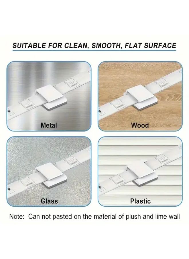 8 Pcs Self Adhesive Strip Light Mounting Clips For 8mm And 10mm Width LED Strips White Cable Management Clips For Vehicles Offices Homes And Camping - Image 5
