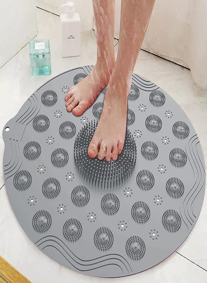 Chavda PVC Door Bathroom mat Anti Skid Round Grey (Design 4 | 37 X 37) - Image 1