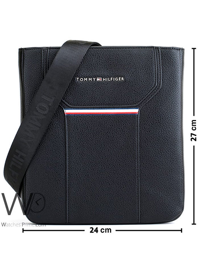 Tommy Hilfiger Plus Tommy Hilfiger Crossbody Messenger Black Leather Bag For Men - Image 3