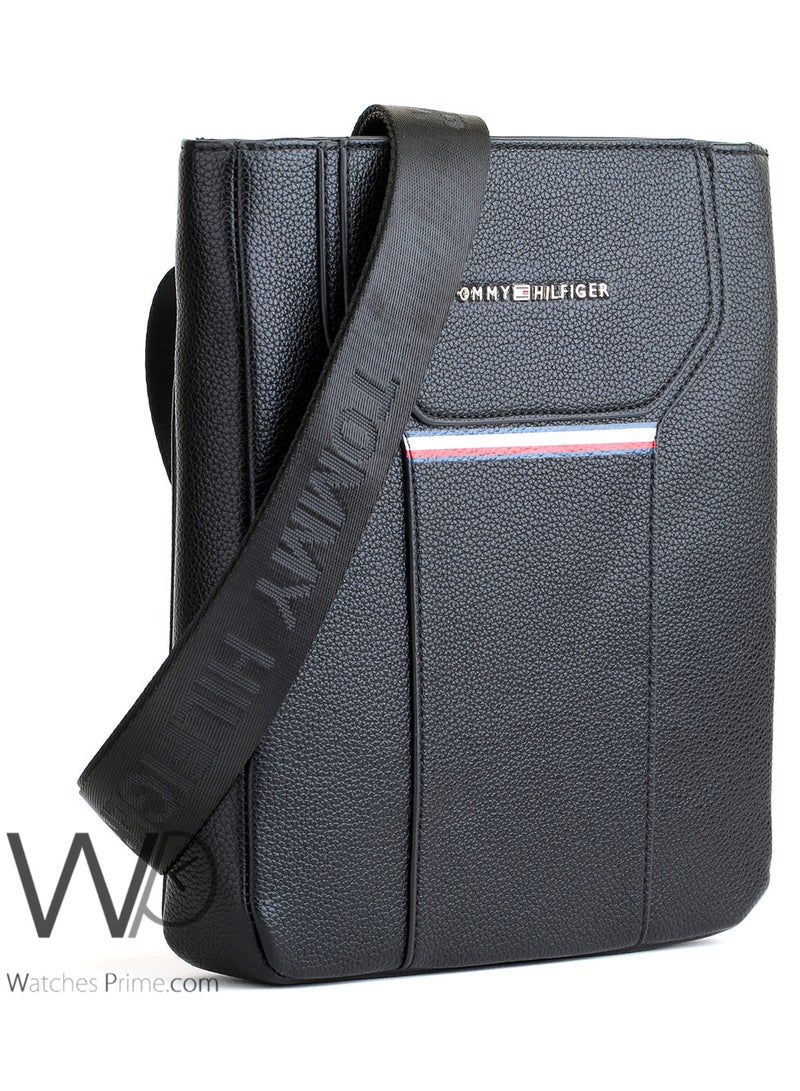 Tommy Hilfiger Plus Tommy Hilfiger Crossbody Messenger Black Leather Bag For Men - Image 5
