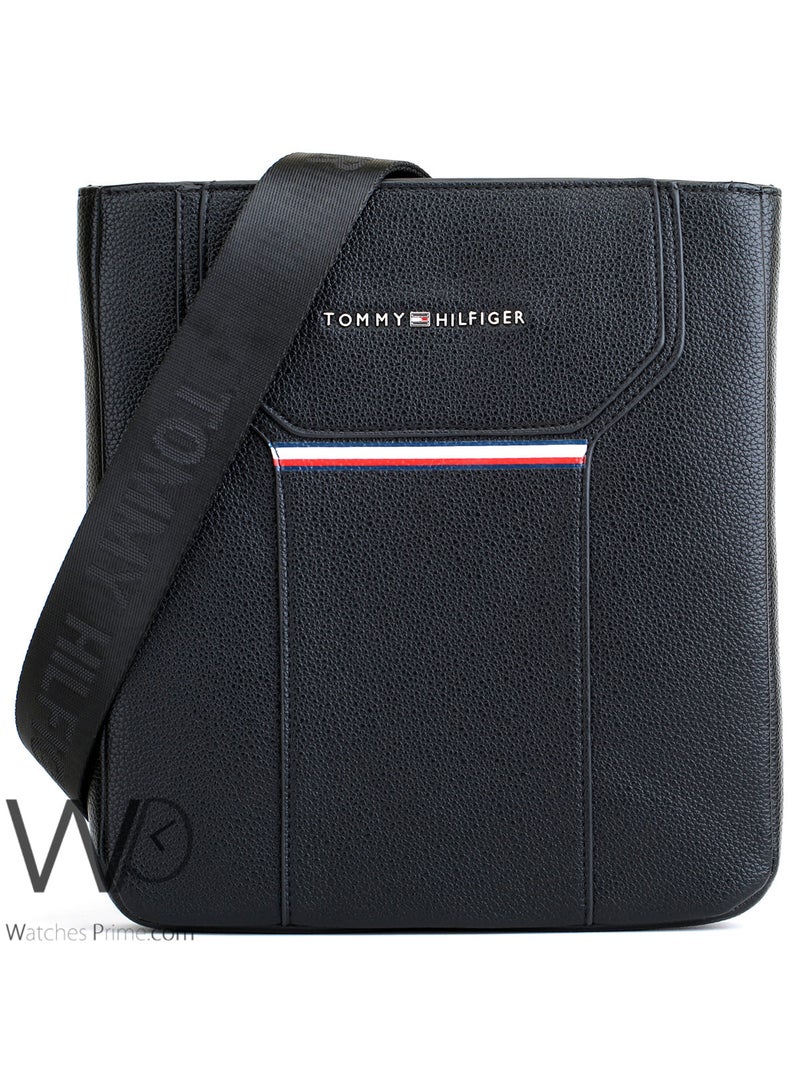 Tommy Hilfiger Plus Tommy Hilfiger Crossbody Messenger Black Leather Bag For Men - Image 1