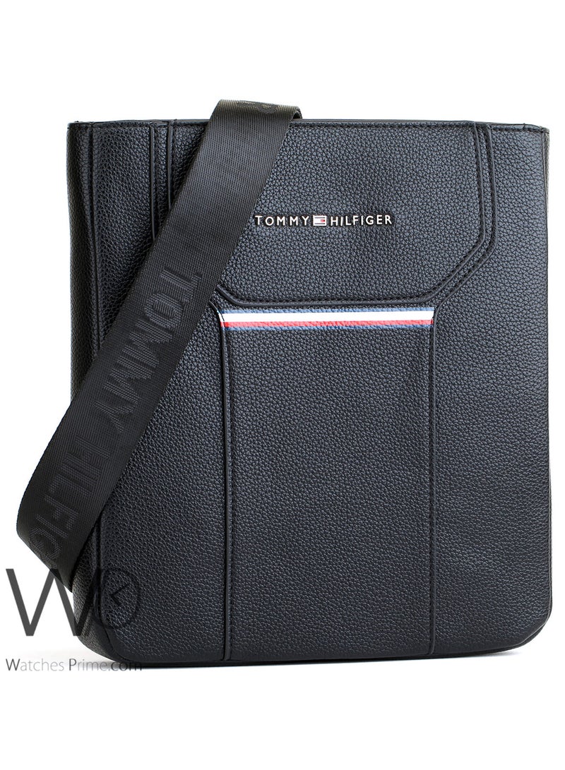 Tommy Hilfiger Plus Tommy Hilfiger Crossbody Messenger Black Leather Bag For Men - Image 4