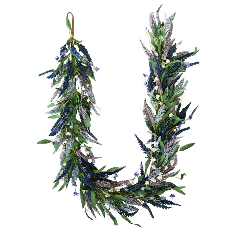TEMPUS Artificial Lavender Garland 70 Inch Spring/Summer Garland for Front Door Garden Party Home Wall Wedding Decoration - Image 1