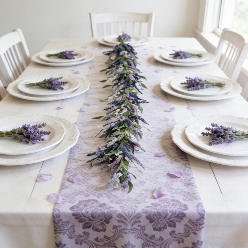 TEMPUS Artificial Lavender Garland 70 Inch Spring/Summer Garland for Front Door Garden Party Home Wall Wedding Decoration - Image 4
