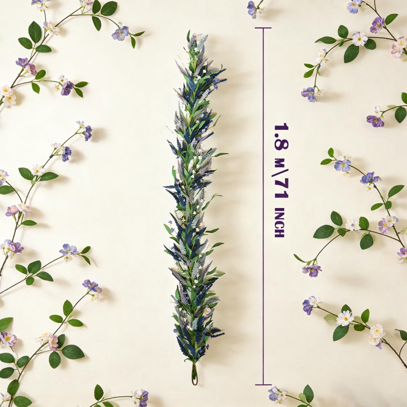 TEMPUS Artificial Lavender Garland 70 Inch Spring/Summer Garland for Front Door Garden Party Home Wall Wedding Decoration - Image 2