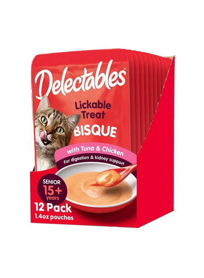 هارتز مكافآت القطط المبللة القابلة لللعق من Delectables - التونة والدجاج، 1.4 أونصة (عبوة من 12 قطعة) - Image 1