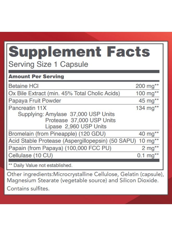 Protocol For Life Balance - Protocol Enzymes-HCl - Digestive Enzymes with Bromelain* - Full Spectrum of Proteases - Digestion Supplement* - Soy & Dairy Free - 120 Capsules - Image 1