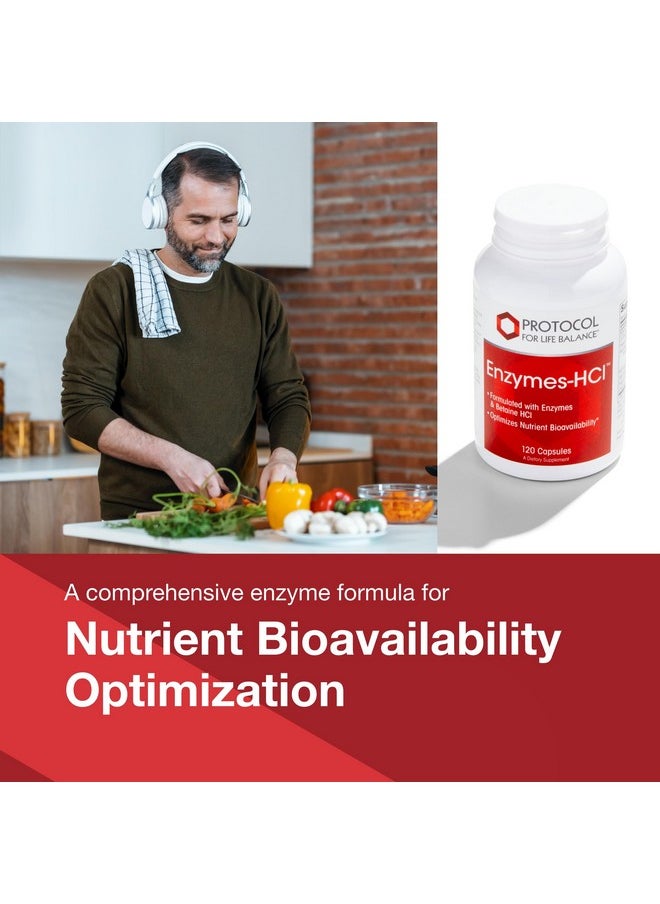 Protocol For Life Balance - Protocol Enzymes-HCl - Digestive Enzymes with Bromelain* - Full Spectrum of Proteases - Digestion Supplement* - Soy & Dairy Free - 120 Capsules - Image 1