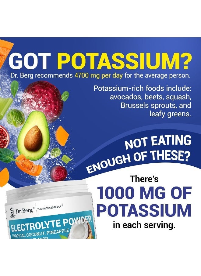 Dr. Berg Nutritionals Dr. Berg Zero Sugar Keto Electrolyte Powder – 1000mg Potassium, Pink Himalayan Salt – Tropical Coconut, Pineapple & Orange Flavor – Hydration & Energy Drink – 50 Servings – Sugar Free - Image 4