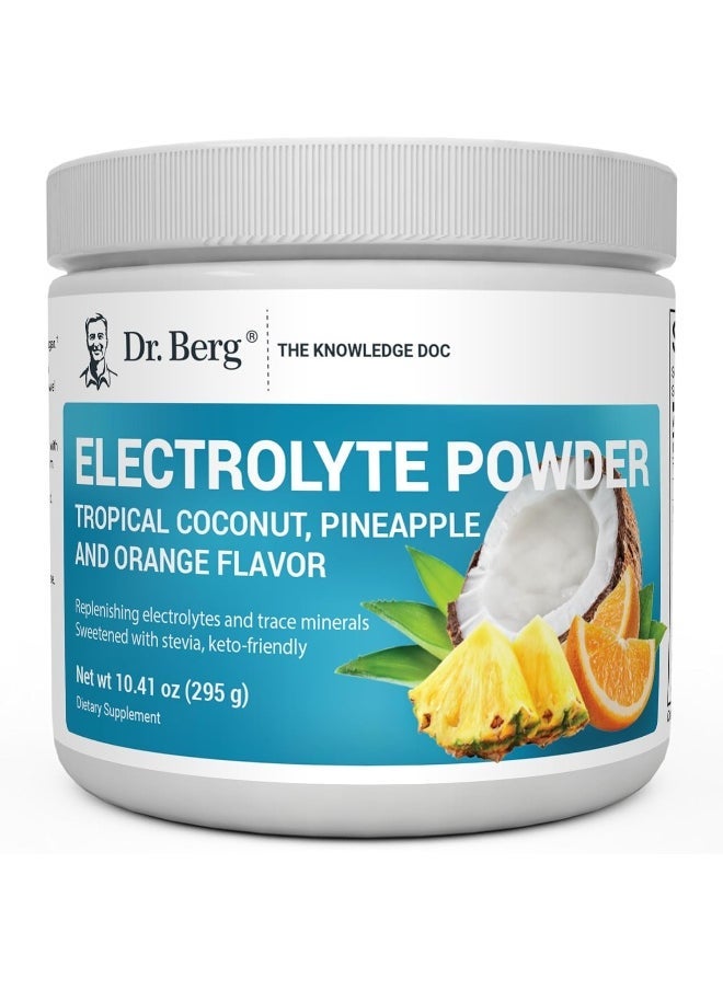 Dr. Berg Nutritionals Dr. Berg Zero Sugar Keto Electrolyte Powder – 1000mg Potassium, Pink Himalayan Salt – Tropical Coconut, Pineapple & Orange Flavor – Hydration & Energy Drink – 50 Servings – Sugar Free - Image 1