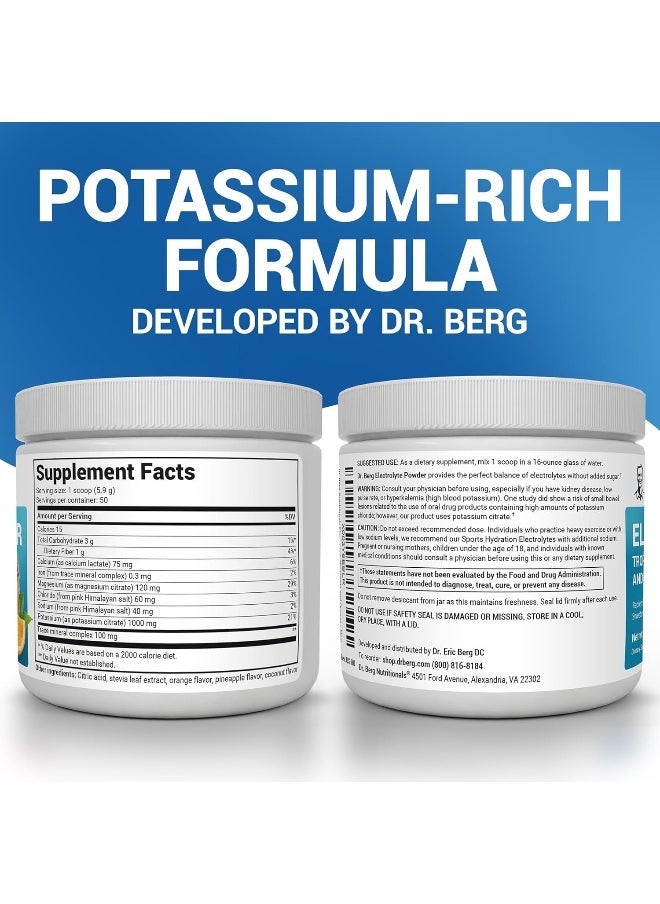 Dr. Berg Nutritionals Dr. Berg Zero Sugar Keto Electrolyte Powder – 1000mg Potassium, Pink Himalayan Salt – Tropical Coconut, Pineapple & Orange Flavor – Hydration & Energy Drink – 50 Servings – Sugar Free - Image 2