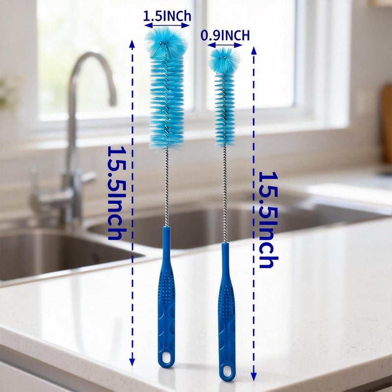 TOOYIMR 15.5 Inch Long Bottle Brush with 360Â° Rotating Head - Soft Bristles for Washing Glass, Narrow Neck Bottles, Wine Bottles, Vase, Hummingbird Feeder, Dishwasher Hose & Aquarium Tube, 2 Pack - Image 2