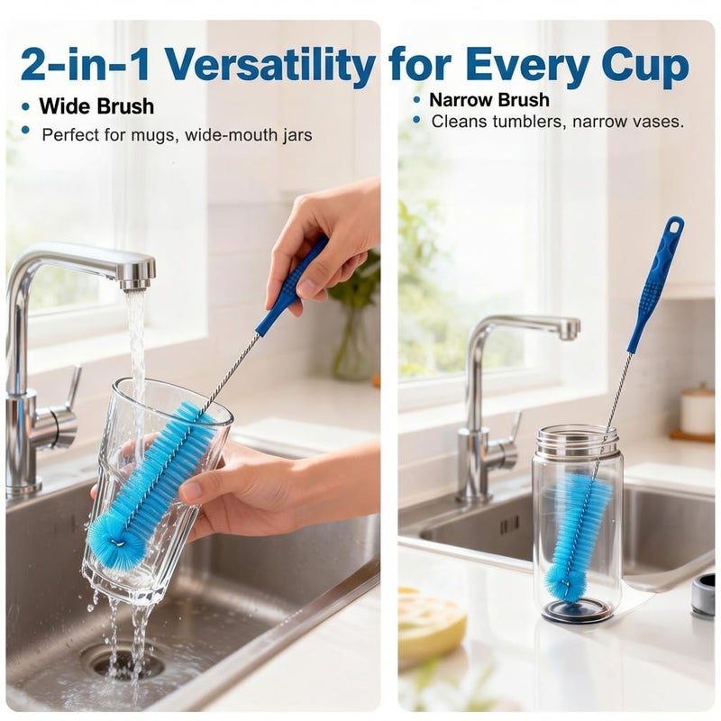 TOOYIMR 15.5 Inch Long Bottle Brush with 360Â° Rotating Head - Soft Bristles for Washing Glass, Narrow Neck Bottles, Wine Bottles, Vase, Hummingbird Feeder, Dishwasher Hose & Aquarium Tube, 2 Pack - Image 3