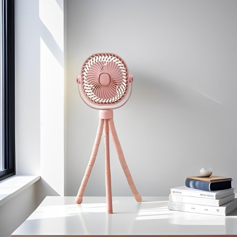 Desidiya® Mini Rechargeable Stroller Fan - Battery Operated, Tripod Stand, Pink - Image 5
