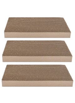Navaris Navaris Cardboard Cat Scratcher Pads (Pack of 3) - Scratching Pad Boards Made of Reversible Corrugated Cardboard for Cats to Scratch 17" L x 9 1/2" W  - Image 1