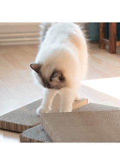 Navaris Navaris Cardboard Cat Scratcher Pads (Pack of 3) - Scratching Pad Boards Made of Reversible Corrugated Cardboard for Cats to Scratch 17" L x 9 1/2" W  - Image 2