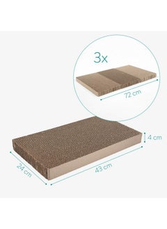 Navaris Navaris Cardboard Cat Scratcher Pads (Pack of 3) - Scratching Pad Boards Made of Reversible Corrugated Cardboard for Cats to Scratch 17" L x 9 1/2" W  - Image 4