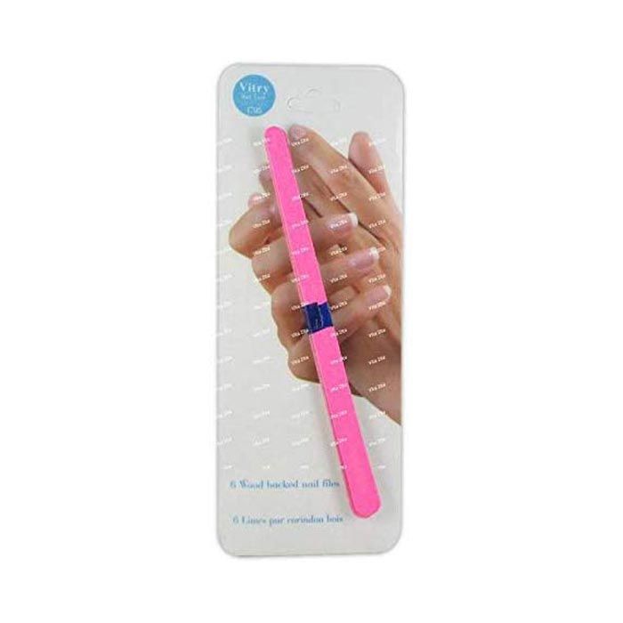 Vitry 6 Wood Backed Nail File 17 cm Pink (1069R)