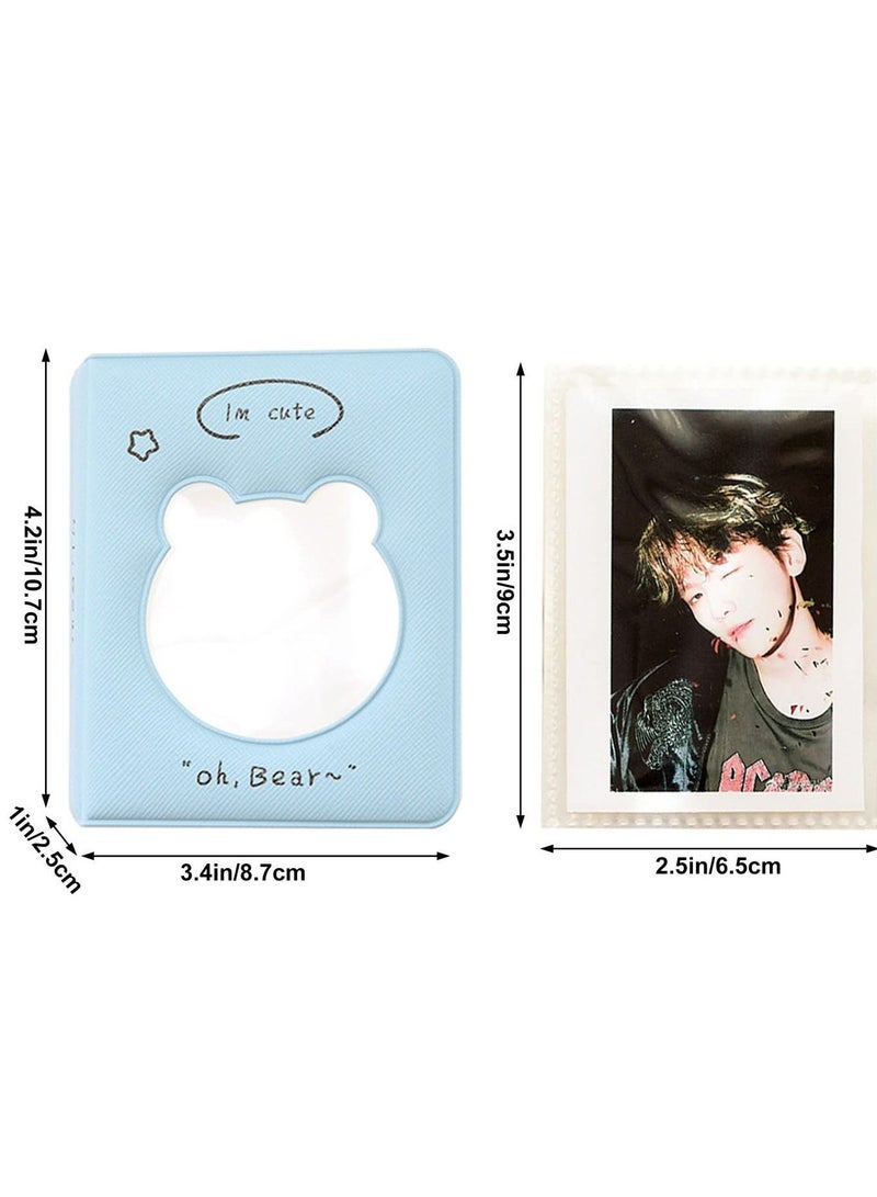 Excefore 3 inch Mini Photo Album Kpop Photocard Binder, Card Id Holder Book with 36 Pockets( Hollow Blue Bear) - Image 3