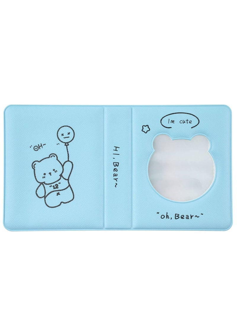 Excefore 3 inch Mini Photo Album Kpop Photocard Binder, Card Id Holder Book with 36 Pockets( Hollow Blue Bear) - Image 2