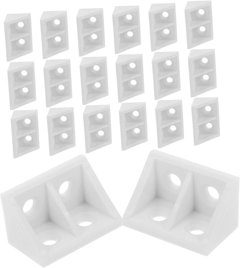 Tehaux 20pcs White Plastic Corner Braces Durable Furniture Support Brackets For Cabinets - Image 2
