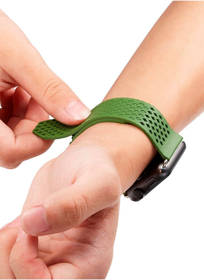 NIBEMINENT - Milanese Loop Replacement Strap For Apple Watch Series 3/2/1 42millimeter Army Green - Image 1