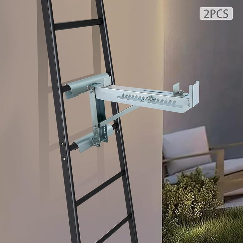 High Strength Silver Ladder Jack Scaffolding Platform 2 Pack Load Bearing Brackets - Image 5