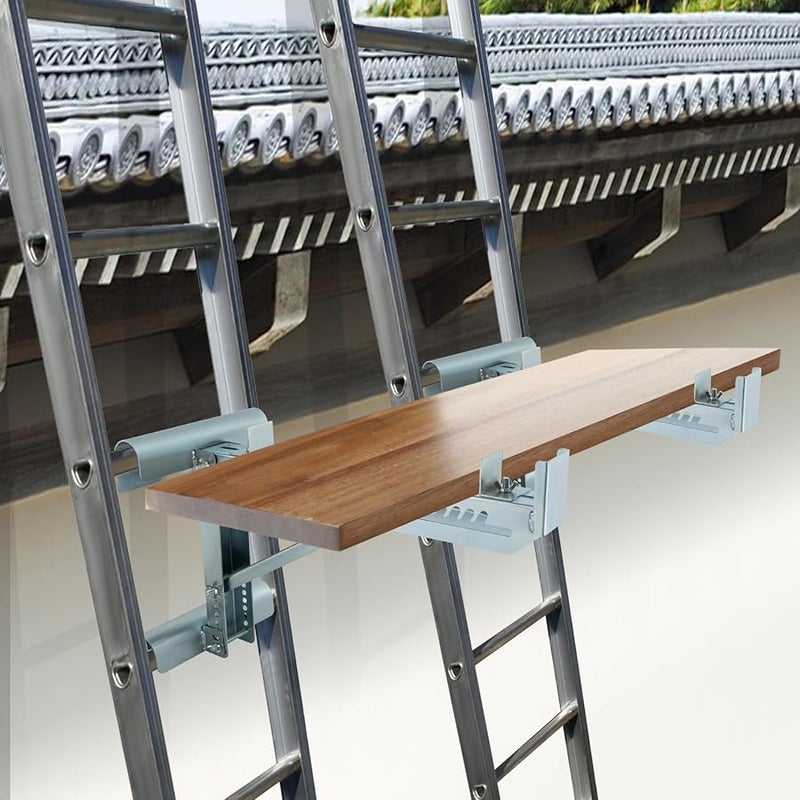 High Strength Silver Ladder Jack Scaffolding Platform 2 Pack Load Bearing Brackets - Image 3